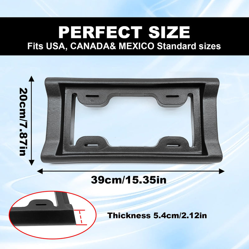 Car 2.3 Inch Thick Rubber License Plate Fixed Frame License Plate Bumper Flexible Rubber Bumper Guard License Plate Frame Fit for Cars Trucks SUVs Vans
