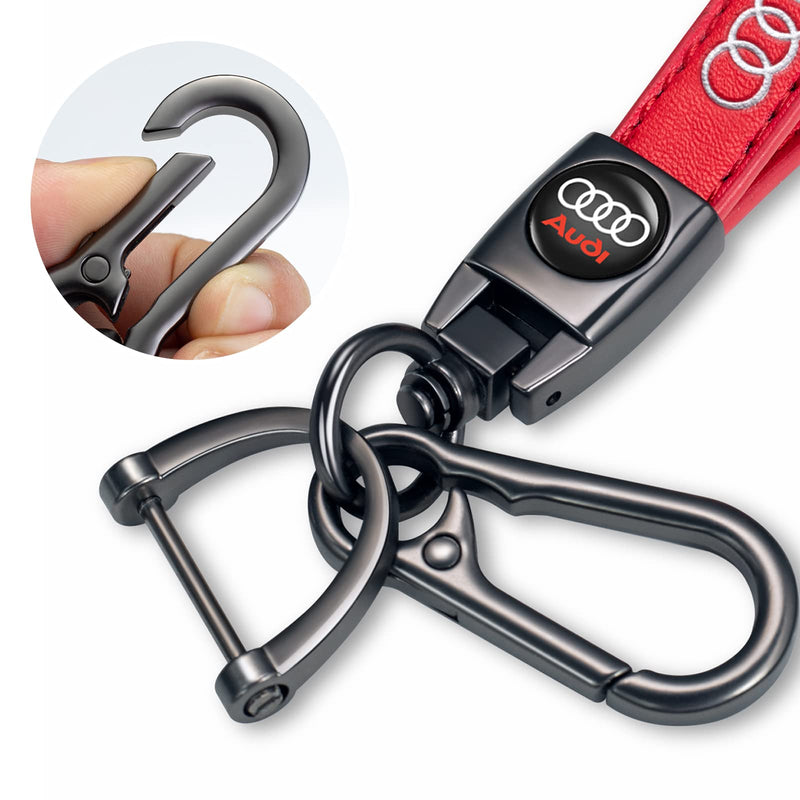 TACOMA Genuine Leather Car Keychain for Key Chain for Men and Women Family Present Key Ring Accessories(Black) Red