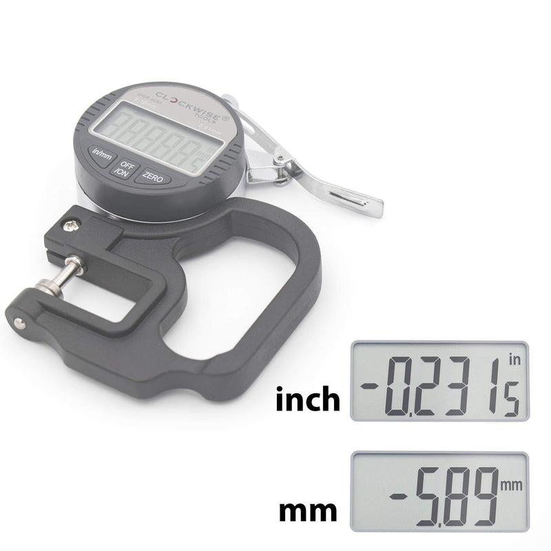 Clockwise Tools Digital Thickness Gauge, DTGR-0055 0-0.4 inch/10mm, 0.0005"/0.01mm Resolution Resolution 0.0005"/0.01mm