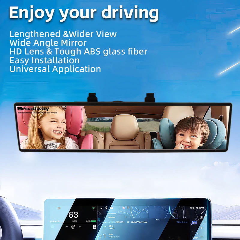 Universal Panoramic Rear View Mirror - Wide Angle Car Blind Spot Convex Mirror Accessories for Cars, SUV, Trucks, Vehicles - 12 Inch (White) 300mm-White