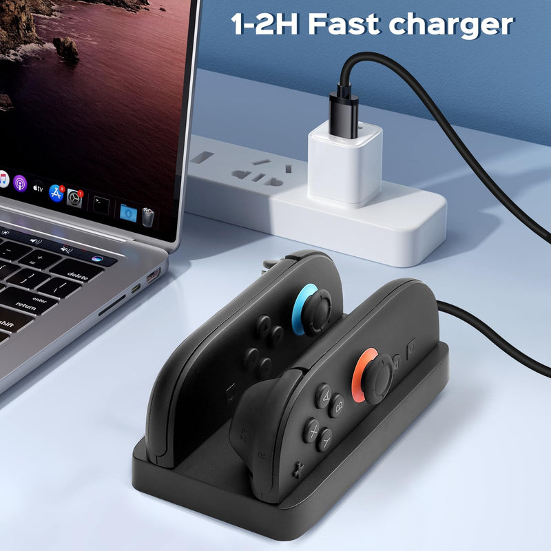 Mini Charger Dock for Switch 2 JoyCons Gaming Controllers - -JoyCons Remote Docking Charging Station Accessories (Black)