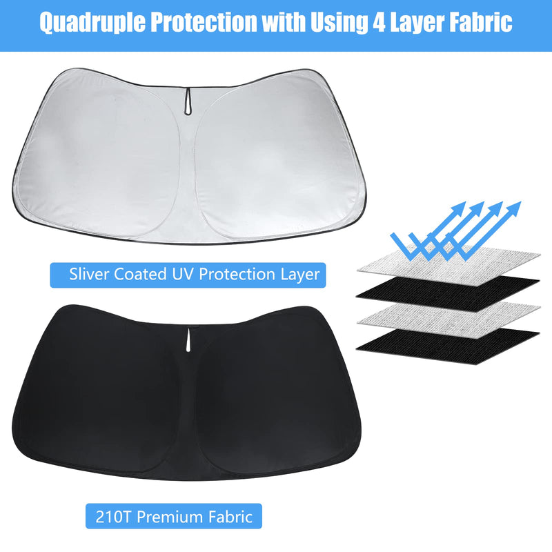 Windshield Sun Shade Fit 2025 2024 2023 2022 2021-2019 Toyota RAV4 Prime LE Hybrid XLE XLE Premium Adventure TRD Off Road Front Window Sunshade Accessories SUV Sun Visor UV Protector Heat Shield Cover B. for Toyota RAV4 2019-2025