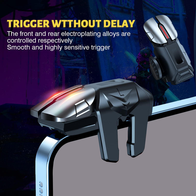 PUBG Trigger 4 Finger Mobile Gaming Controller with 20 Finger Sleeves & Storage Case PUBG Mobile Controller Aim & Fire Shooter Buttons for iPhone & Android PUBG Accessories for COD Mobile (1 Pair G21+ 20Pcs Finger Sleeve+Storage bag)