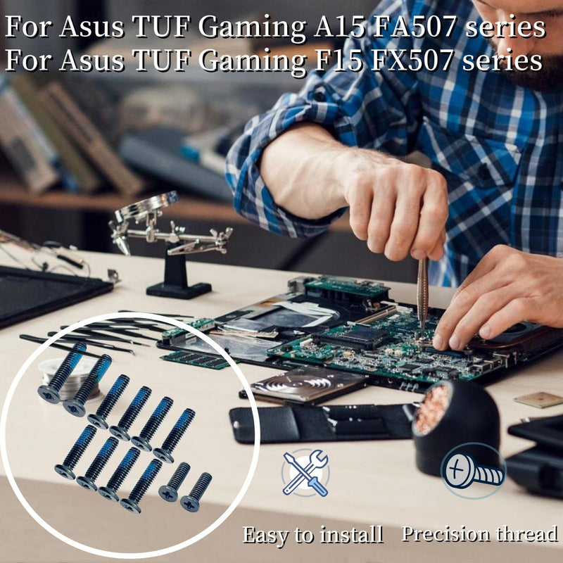 Lower Bottom Base Cover Case Screws Replacement for Asus TUF Gaming A15 FA507 FX507 FA507RC FA507RF FA507RW FA507NU FA507NUR FA507XI FA507RE/F15 FX507ZC FX507ZE FX507VI Bottom Case Screws