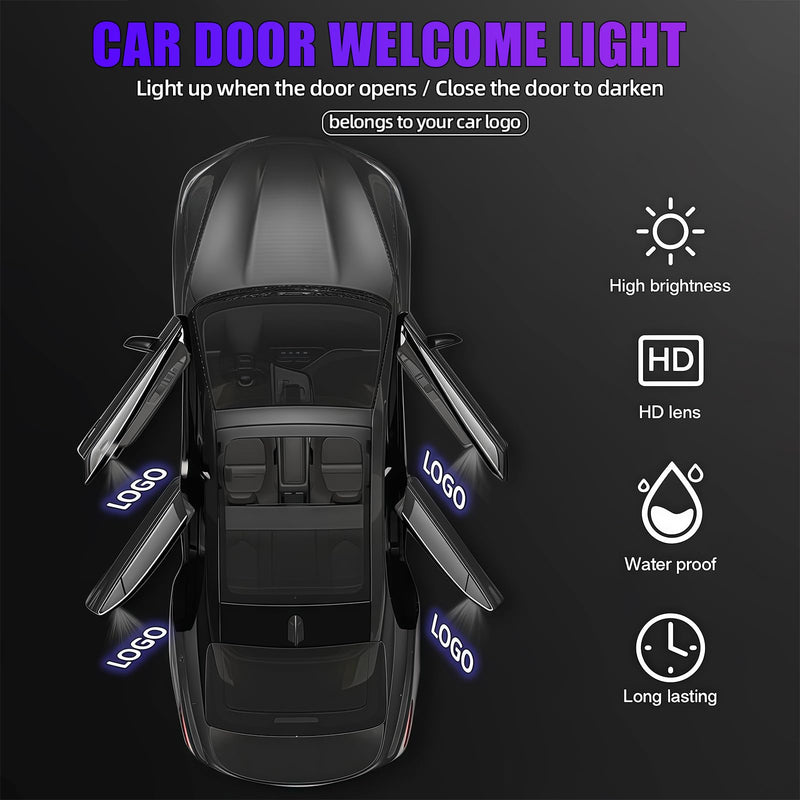4Pcs Car Door Lights Logo Projector Compatible with LS/ES/is/LX/RX/GS/GX/RC/UX Car Accessories, No Fade HD LED Car Welcome Projector Lights, 3D Ghost Shadow Light 4Pcs Pure White