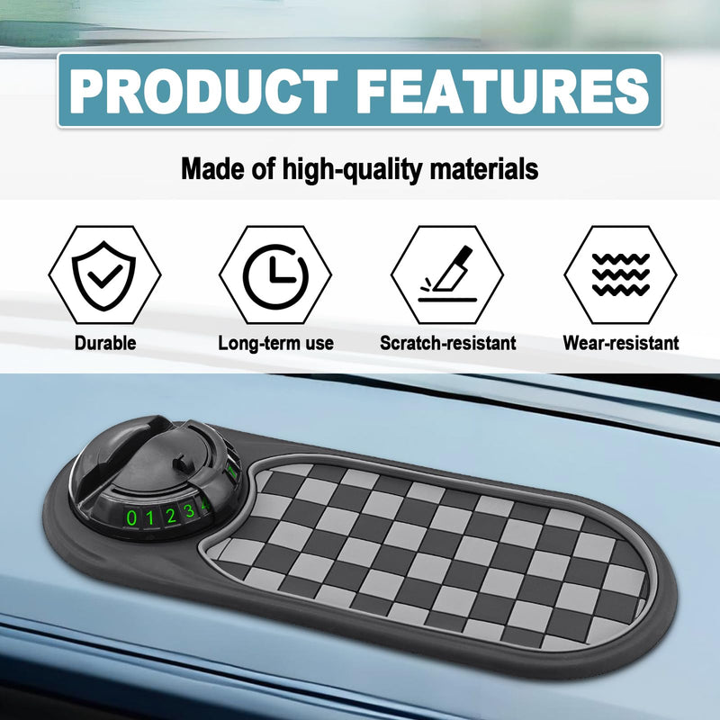 Multifunction Car Anti-Slip Mat, Universal Car Phone Holder, Rotatable Anti Skid Car Dashboard Pad, Universal Large Pad for Phones Sunglasses Keys Gadgets (Black+Grey) Black+Grey