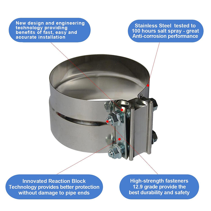5 inch Exhaust Clamp - Lap Joint Exhaust Band Clamps Preformed Stainless Steel - 1 Piece 5 inch