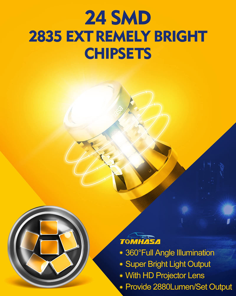 1156 LED Bulbs for Turn Signal Light, Amber Yellow 1141 1003 7506 BA15S LED Replacement Bulbs for Front Rear Turn Signal Light Blinker、Side Marker Lights, Pack of 2 Yellow pack of 2 1156