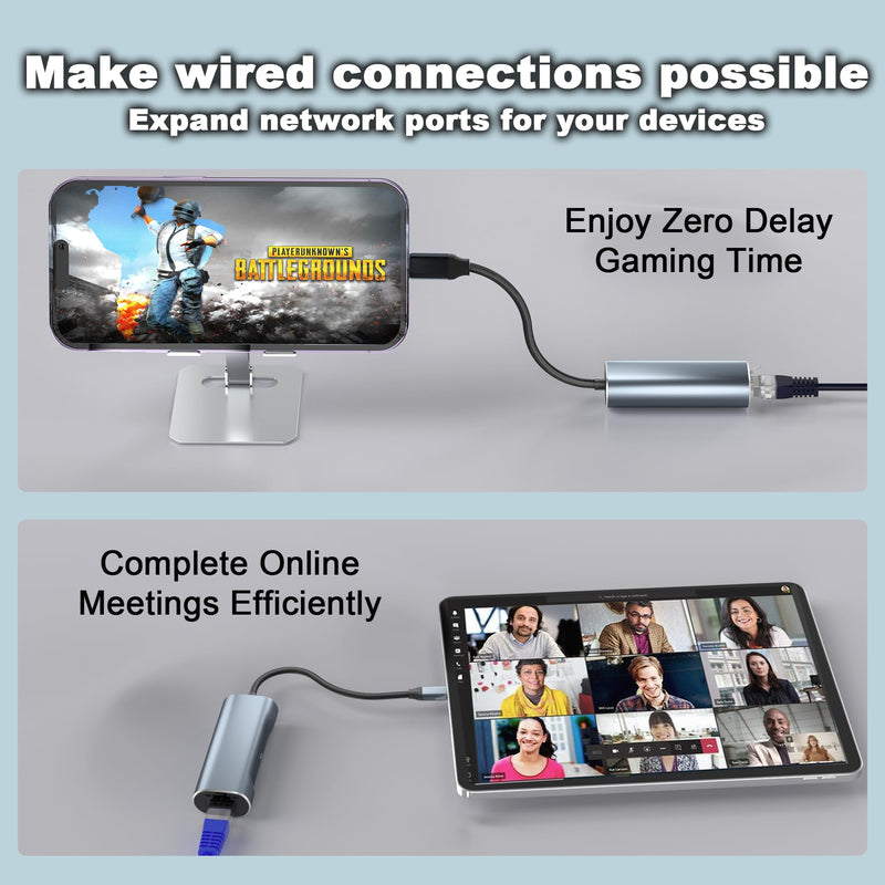 1000Mbps Ethernet Adapter for Chromecast with GoogleTV, USB C TO Ethernet adapter with 100W charging port, ethernet to USB C adapter for Chromecast GoogleTV[HD/4K], Laptop,with More Streaming TV Stick