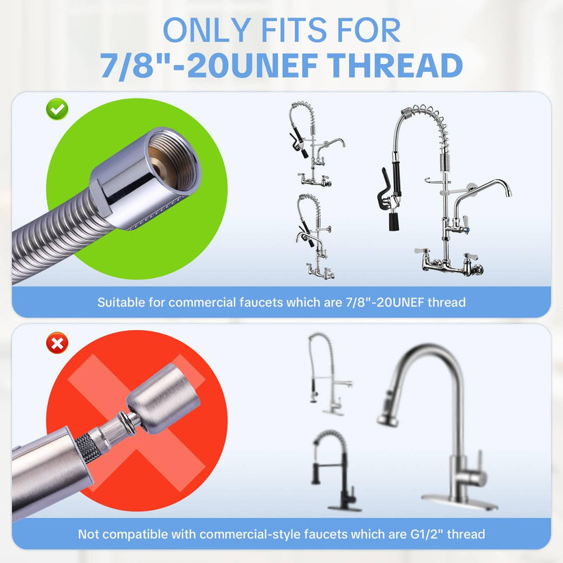 Pre Rinse Sprayer Commercial Sink Sprayer Head, Low Lead Spray Valve Dish Sprayer Nozzle with Ergonomic Handle, High Pressure Brass Faucet Parts for Commercial Kitchen faucet, Chrome Finished Black Pre Rinse Sprayer
