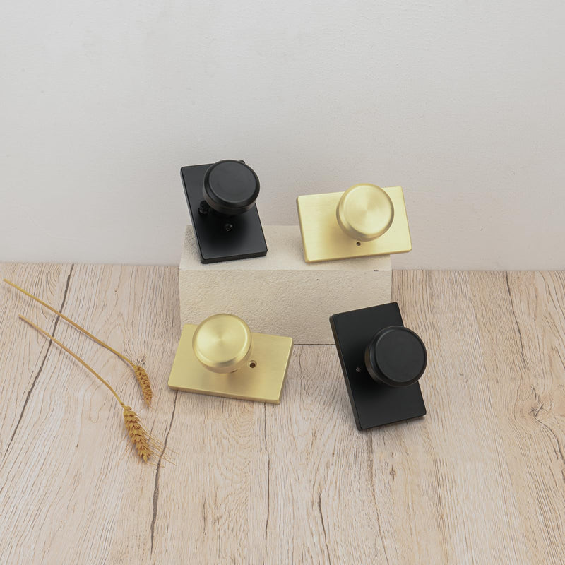 parro Gold Door Knob Interior for Bath & Bedroom, Bathroom Door Knob with Push Lock, Privacy Interior Door Handle with Lock Satin Brass
