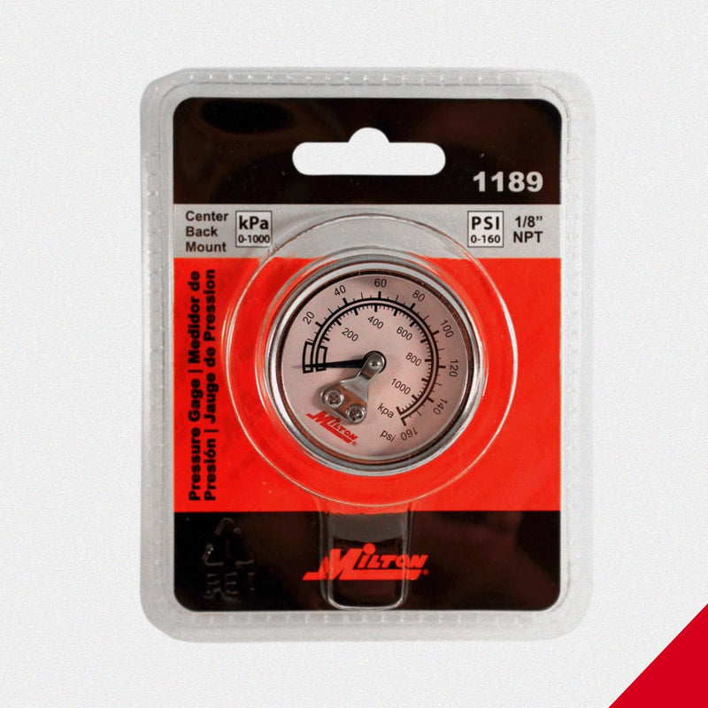 Milton Mini High Pressure Dial Gauge, Brass, 1/8" NPT (1189)