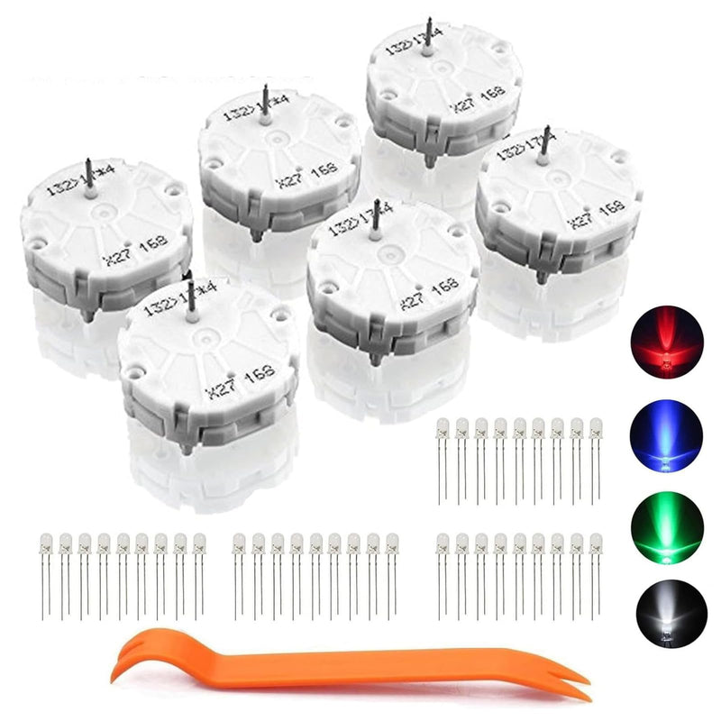 6PCs for GM GMC Stepper Motor Speedometer Gauge Repair Kit Cluster X27 168+Remove Tool+40pcs 5MM 3V Led Light Bulbs