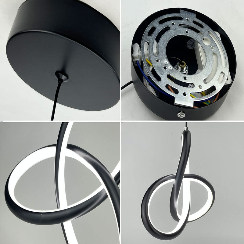 CANEOE Black Modern Led Pendant Light, 5500K Cold White Kitchen Island Pendant Lights Fixtures, Adjustable Integrated Hanging Lamp for Living Room Bedroom Hanging Light, 1 Pack (Black) Black,5500K