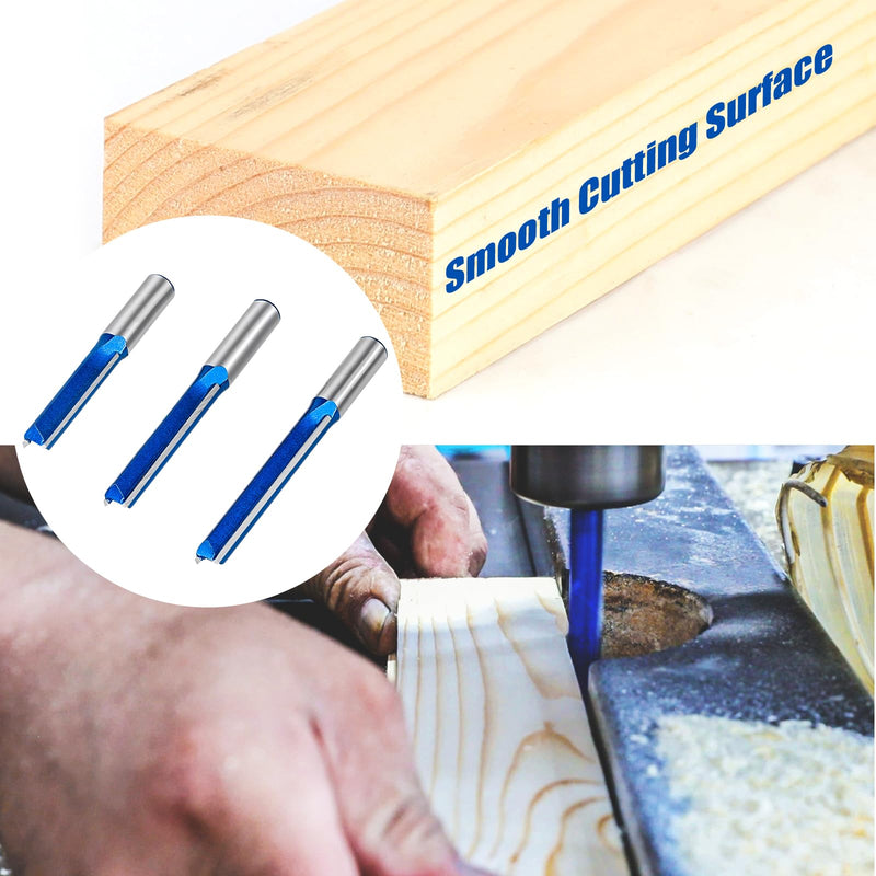3Pcs Extra Long Straight Router Bit Set 1/2 Shank, Carbide Tipped Double Flute Straight Bit Dado Straight Cut Router Bit for Woodworking, 2",2-1/2",3" Cutting Length,1/2" Cutting Dia. 1/2" Dia. - 2", 2-1/2", 3" Lengths - 1/2" Shank 3 Piece Set