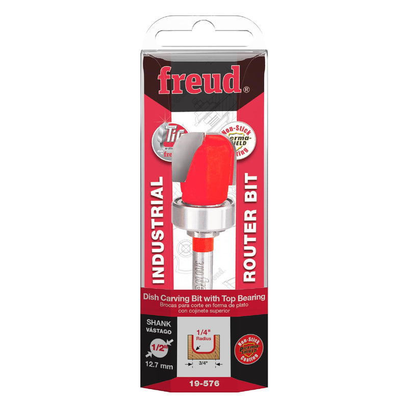 Freud 19-576: 1/4" Radius Dish Carving Bit with 1/2" shank, 3/4" overall diameter