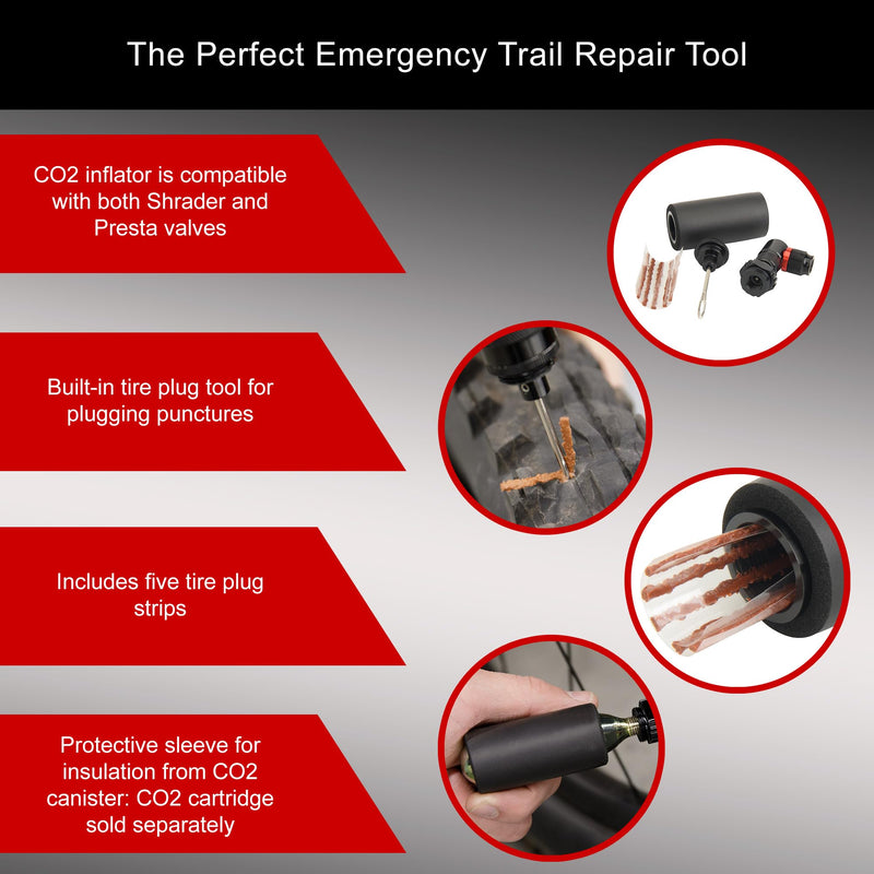  [AUSTRALIA] - MSR™ MTB Puncture Repair Kit | Tire Plug Strips and inflator Canister Storage | Fix tubeless MTB Tires on the go Schrader and Presta Compatible | Bike tire Repair kit