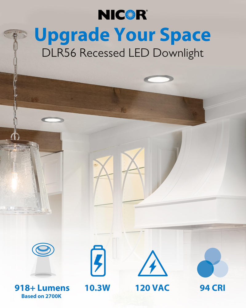 Recessed Ceiling Lights LED Downlight - 5/6 inch LED Recessed Light Fixtures - Selectable CCT 2700K-5000K, 918 Lumens, 10.3W - DLR56 Retrofit Ceiling Light, Bronze, 1-Pk by NICOR Lighting Oil-Rubbed Bronze 1 Pack