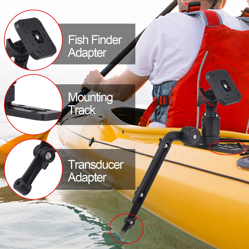 Lixada Universal Kayak Fish Finder Mount, Boat Transducer Mounting Arm with Telescoping 360° Swivel, Portable Fish Finder Mount Base Adapter for Marine Electronics