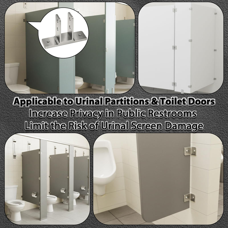 Blulu 4 Pack Urinal Screen Brackets Polished Chrome 2-Ear Urinal Partition for 1 in. Panels with Fasteners Restroom Partition Hardware for New installations or Repairs