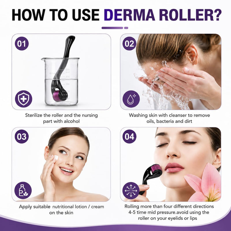 1mm Derma Roller for Hair & Beard Growth – 540 Titanium Microneedles, Microneedling Tool for Face & Scalp, Skin Repair & Acne Scars, At-Home Use for Men & Women Derma 1mm