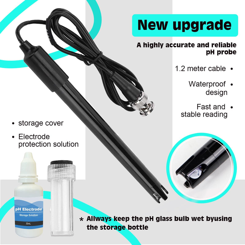 Smart pH Meter for Laboratory, Digital pH Tester, Accurate Hydroponic pH Test Kits, pH Meter with line for Pool Aquarium Water Treatment Accurately Measure and Monitor pH in Wide Range of Media