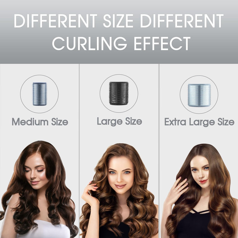 18pcs Self-Grip Hair Rollers Set,Ceramic Thermal Curlers for Women | Jumbo Large Medium Hot Rollers for Blowout Look,Overnight Curls,Bangs,Salon Heatless Curls,for Long Short Thick Fine Hair Black 1 count (Pack of 18)
