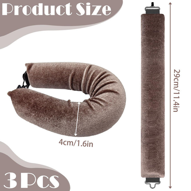 3 Pcs Heatless Curlers Headband Hair Styling Set - No Heat Blowout Rods for Long Short Wavy Hair DIY Styling (Brown) (Pack of 2) Brown 1 count (Pack of 6)
