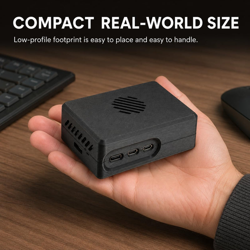 NVMe Base Case Compatible with Raspberry Pi 5 and Pimoroni NVMe Base – Snap-On Protective Cover | Port Access | Ventilated Low-Profile Chassis for Desk Builds