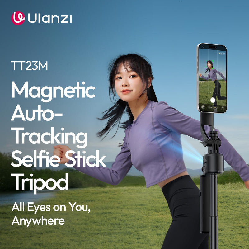 ULANZI TT23M 63" Magnetic Face Tracking Tripod for iPhone, 360° Smart Auto Face Tripod with Remote, Selfie Stick for MagSafe that Follows Your Movement for iPhone 17/16/15/14/13/Android/Camera/GoPro