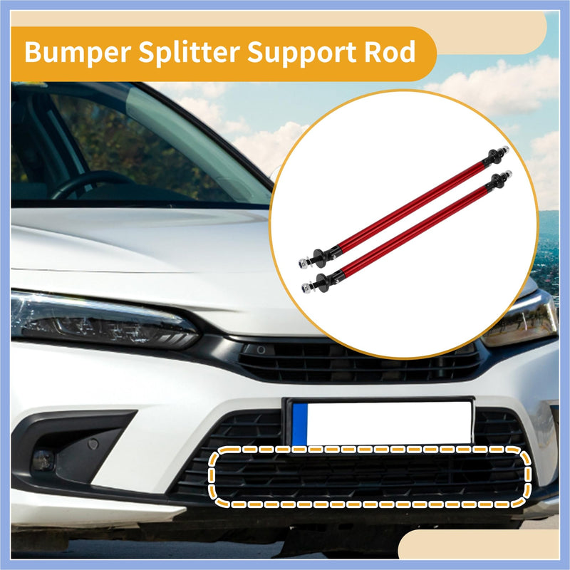 2pcs 200mm/7.87in Car Splitter Support Rods Adjustable Front Rear Bumper Lip Splitter Strut Rod Tie Support Bars Aluminum Alloy Red Stable