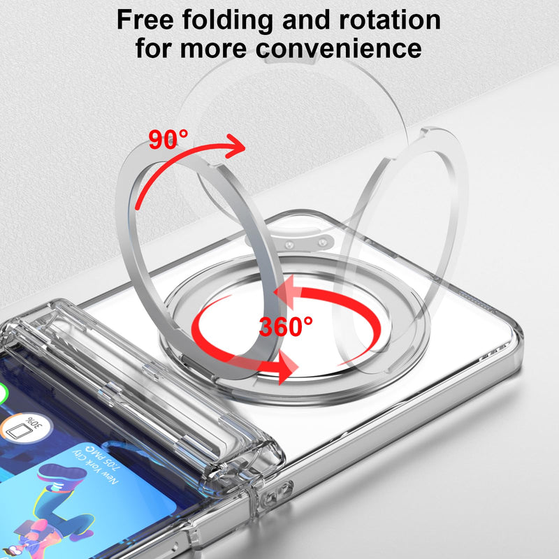 Designed for Samsung Galaxy Z Flip 8 Case Clear Magnetic with Kickstand | Hinge Protection & Screen Protector[ Compatible with MagSafe],Slim Protective Phone Case Cover for Z Flip 8