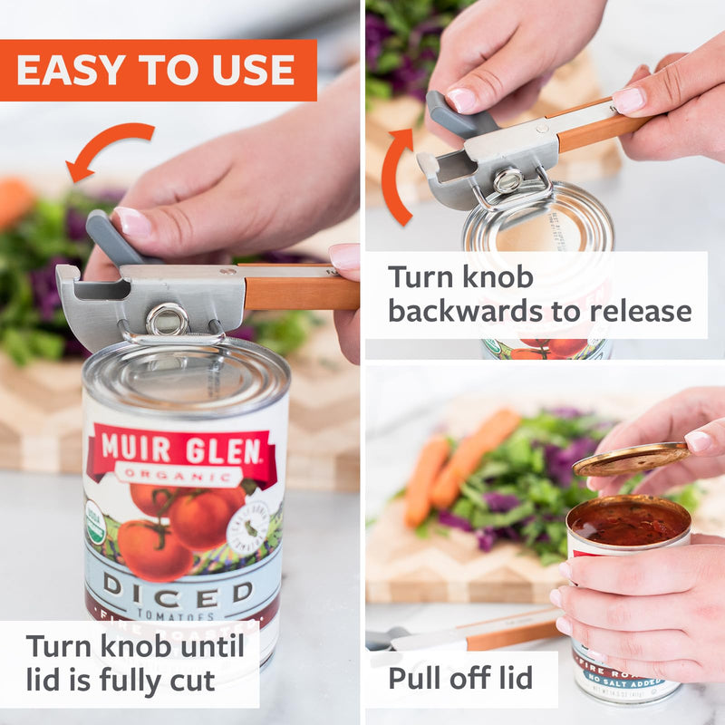 Full Circle Smooth Operator - Smooth-Edge Stainless Steel Can Opener, Safe & Easy No More Sharp Rims, Compact Portable Design with Integrated Bottle Opener
