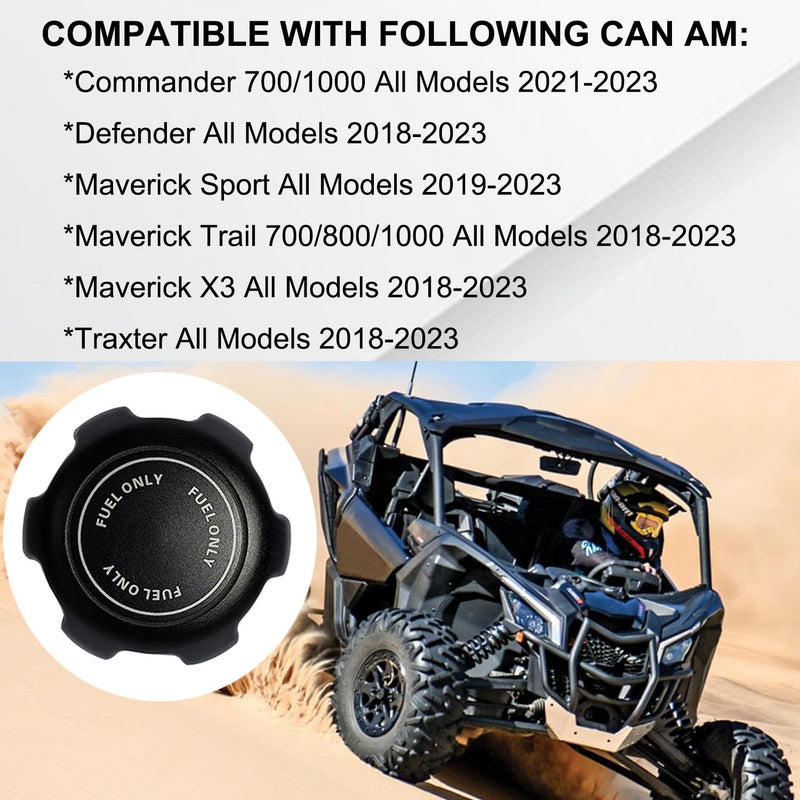 Aluminum Fuel Tank Cap Gas Cap Compatible with Can Am 2018-Up Maverick X3 Trail Sport Traxter Defender Commander 1000 700 800 Part # 709000868 Black