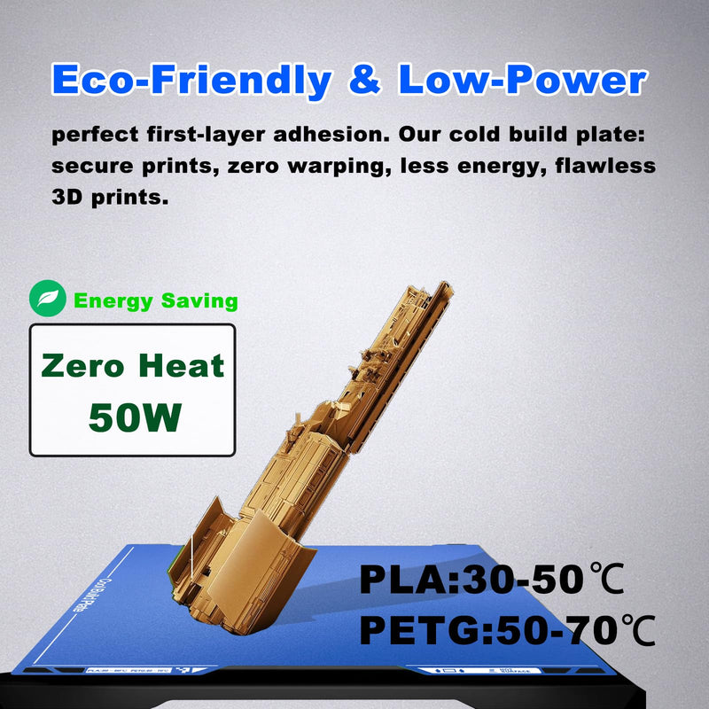 355x346mm Cold PEI Build Plate for Bambu Lab H2D/H2D Pro/H2S, Low Temp Printing Bed, Flexible Magnetic Spring Steel Sheet, Double-Sided Textured, UltraTack Coating, Blue Textured PEI 355x346mm
