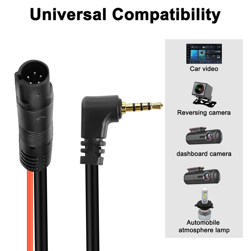 MEIRYFA 5 Pin Dash Cam Cable Rear View Camera Wire 5 Pin Male to 2.5mm Male Plug Car Backup Camera Reverse Mirror Extension Cord for Trucks,RV,Bus (32.8FT)