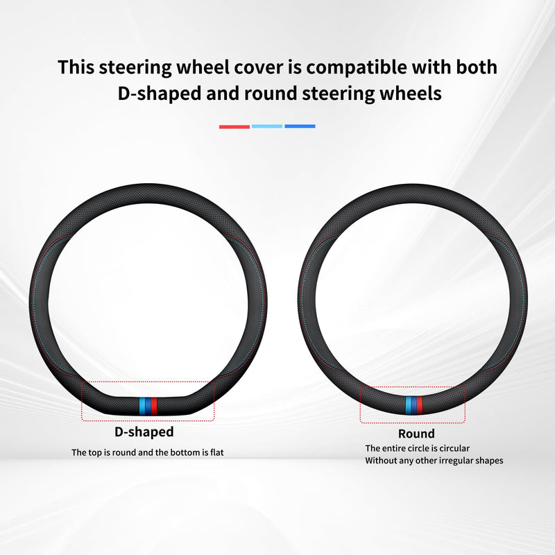 D-Shaped Car Steering Wheel Cover for BMW X3 3 5 4 2 7 Series 2023 2024 2025 2026 Accessories, Nappa Leather Non-Slip & Breathable, 14.5-15 Inches
