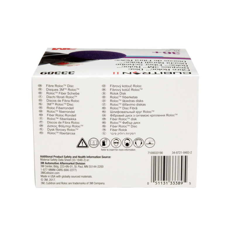 3M Cubitron 3 Roloc Fibre Disc, 33493, 36+, 3 in, Precision Shaped Ceramic Grain, Quick Change Abrasive Disc for Grinding, Weld Blending, Deburring, High Cut Rate and Long Life, Pack of 15
