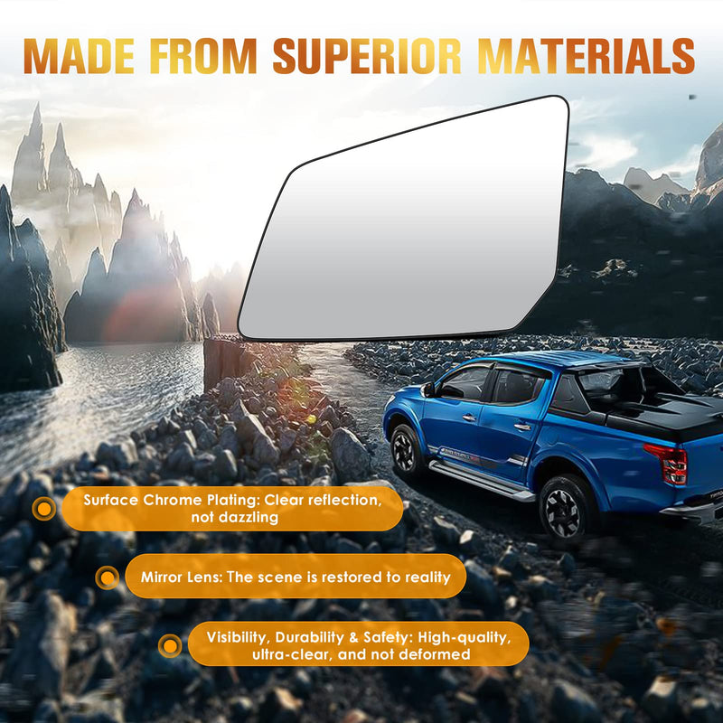 Driver Left Side Heated Mirror Glass Replacement Fits for GMC Acadia, for Saturn Outlook, for Chevrolet Traverse 2007-2016 Replaces for 15951926 33223 25990002 GM1324124 Driver Left Side