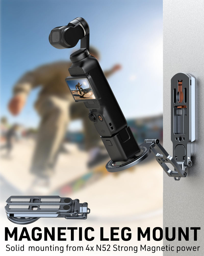 Magnetic Phone Stand Tripod for MagSafe iPhone | 2-in-1 Action Camera Mount | for Insta360 Luna Ultra/DJI Osmo Pocket 3/4 Accessories, N52 Magnetic Gym Phone Holder Arca-Swiss 1/4" Screw |Patented Design