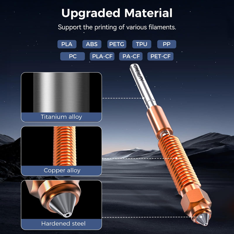 Creality Official 2025 K1/K1C/K1 SE/K1 Max Upgrade Ceramic Heating Block Kit, New Version Terminal with Buckle, 600mm/s High-Speed Hotend with Unicorn Quick-Swap Nozzle for K1 Series 3D Printer