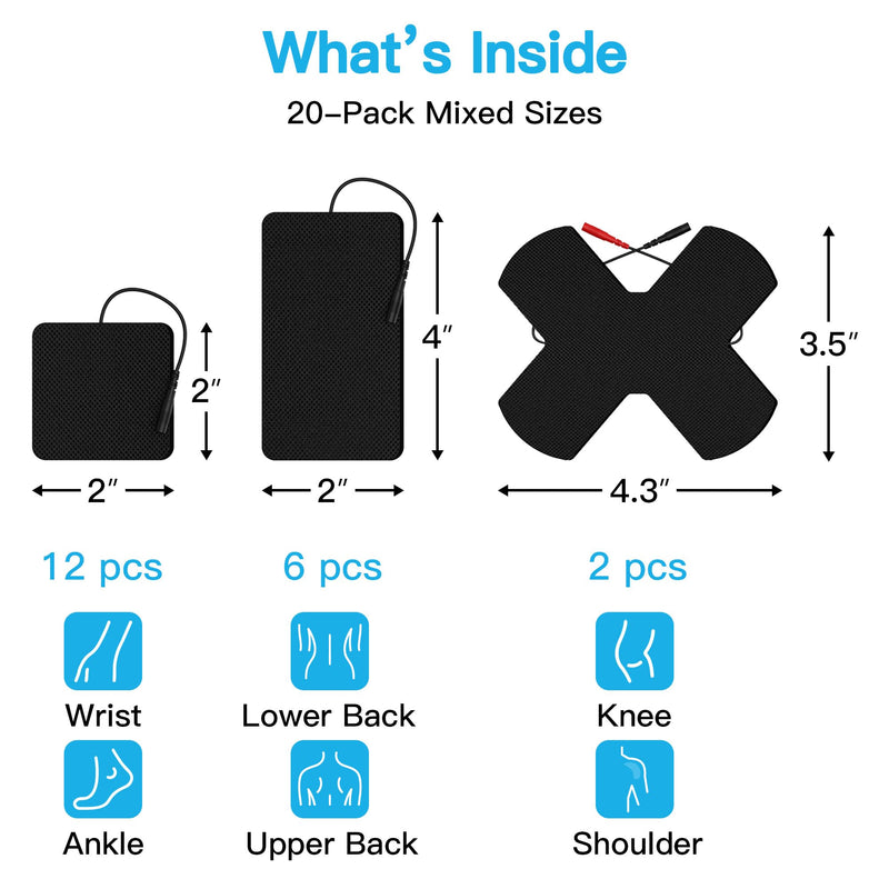  [AUSTRALIA] - DOMAS TENS Unit Electrode Pads for Knee Shoulder Pain Relief- Compatible with TENS 7000 and Other 2mm Pin Units - Reusable & Latex-Free