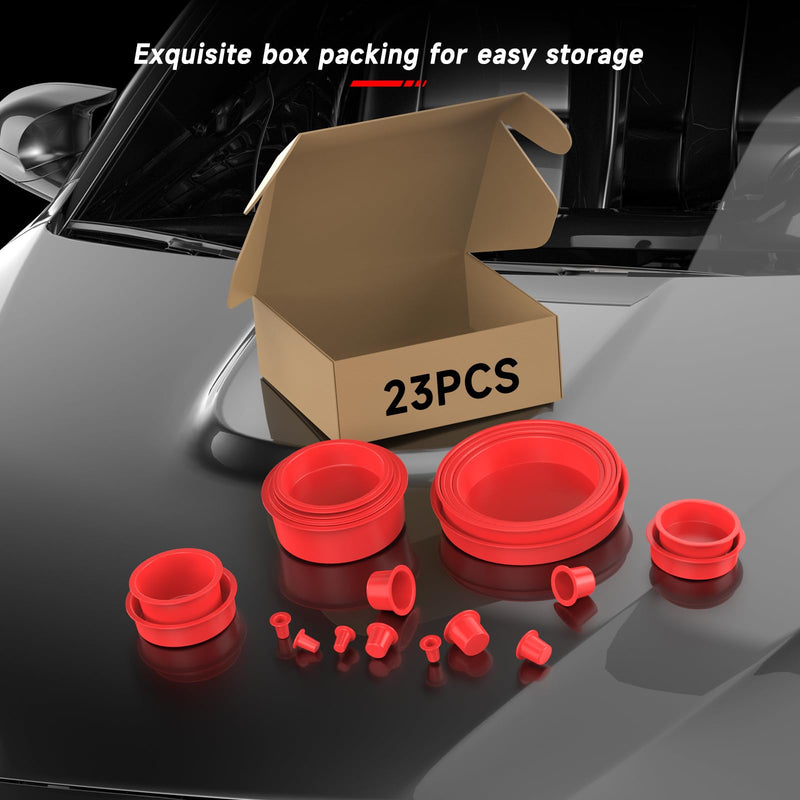 ANCEL Automotive Red Cap Plugs Kit 23 Piece Set Suitable for Smoke Leakage Test and Various Automotive Pipeline Openings Fits for ANCEL S100, S200, S300, S1000, S2000, S3000 Automotive Smoke Machine