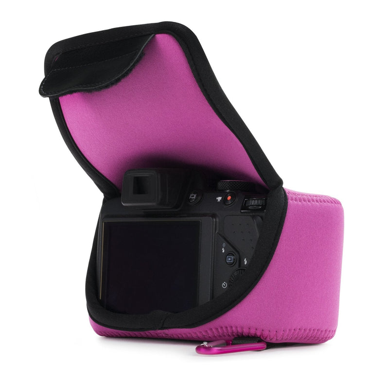 Megagear Nikon Coolpix L340 Ultra Light Neoprene Camera Case, with Carabiner - Hot Pink - MG787 One Size