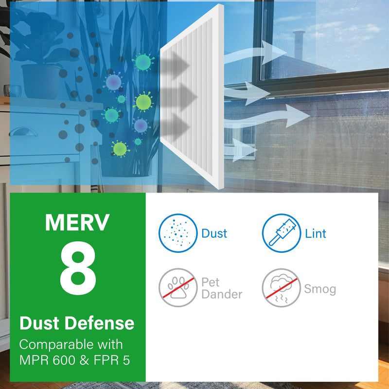 LotFancy 14x25x1 Air Filter MERV 8 4-Pack, Actual Size: 13.75"x24.75"x0.75", Electrostatic Pleated Furnace & AC Filter, Captures Dust, Pet Hair, Pollen MERV 8 4pcs