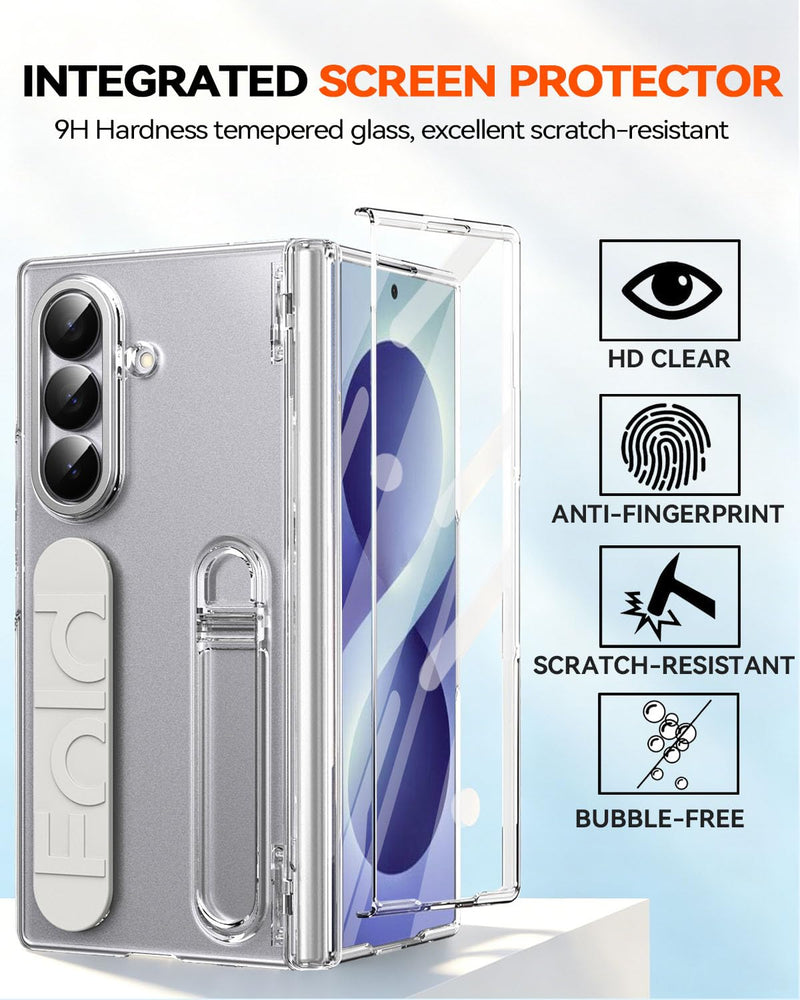 Finger Strap for Samsung Galaxy Z Fold 8 Ultra Case, All-Round Hinge Protection Cover Screen Protector Kickstand Feature Hand Finger Grip Cover Matte Slim Phone Case for Z Fold 8 Ultra Clear