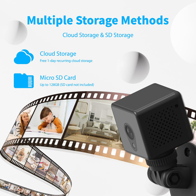 Mini Camera 2026 4K HD WiFi Portable Nanny Cam with Motion Detection,Cloud & SD Storage,Night Vision,Wide Angle,Can No Need WiFi Cams Micro Wireless Small Security Cameras for Home Baby Indoor Outdoor Black