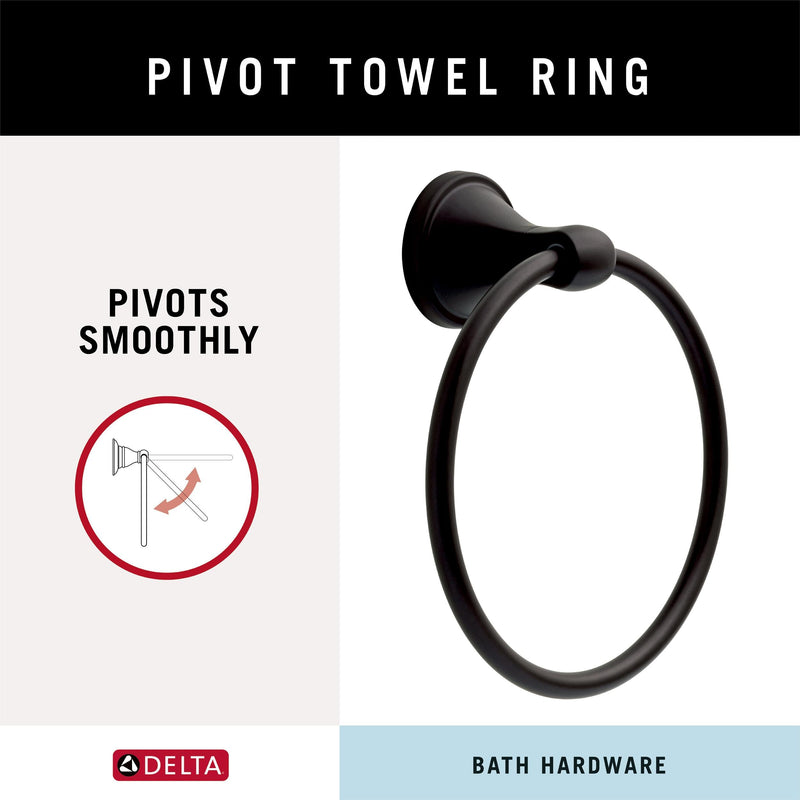 Delta Faucet Becker (1-Pack) Hand Towel Holder, Matte Black, Ring for Bathroom or Kitchen Sink, Wall Mounted BCK46-MB