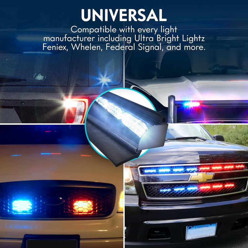 UBL 18 Inch Large Black Rubber Gasket for Light Bar - Eliminate Emergency Warning Visor Dash Stick Surface Mount Light - Windshield Flashback Guard (2) 2
