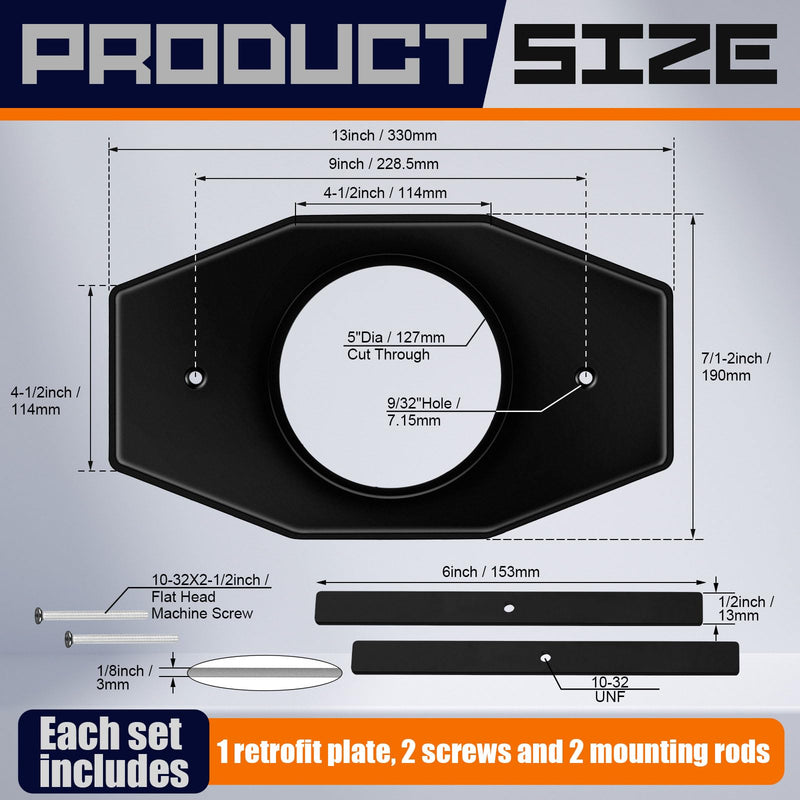 Tandefio 2 Set One Hole Remodel Plate Compatible with Moen Renovation Shower Cover Plate Compatible with Delta Tub Valve for 2 Handle or 3 Handle Shower Updates (13" X 7.5",Matte Black) 13" X 7.5" Matte Blac